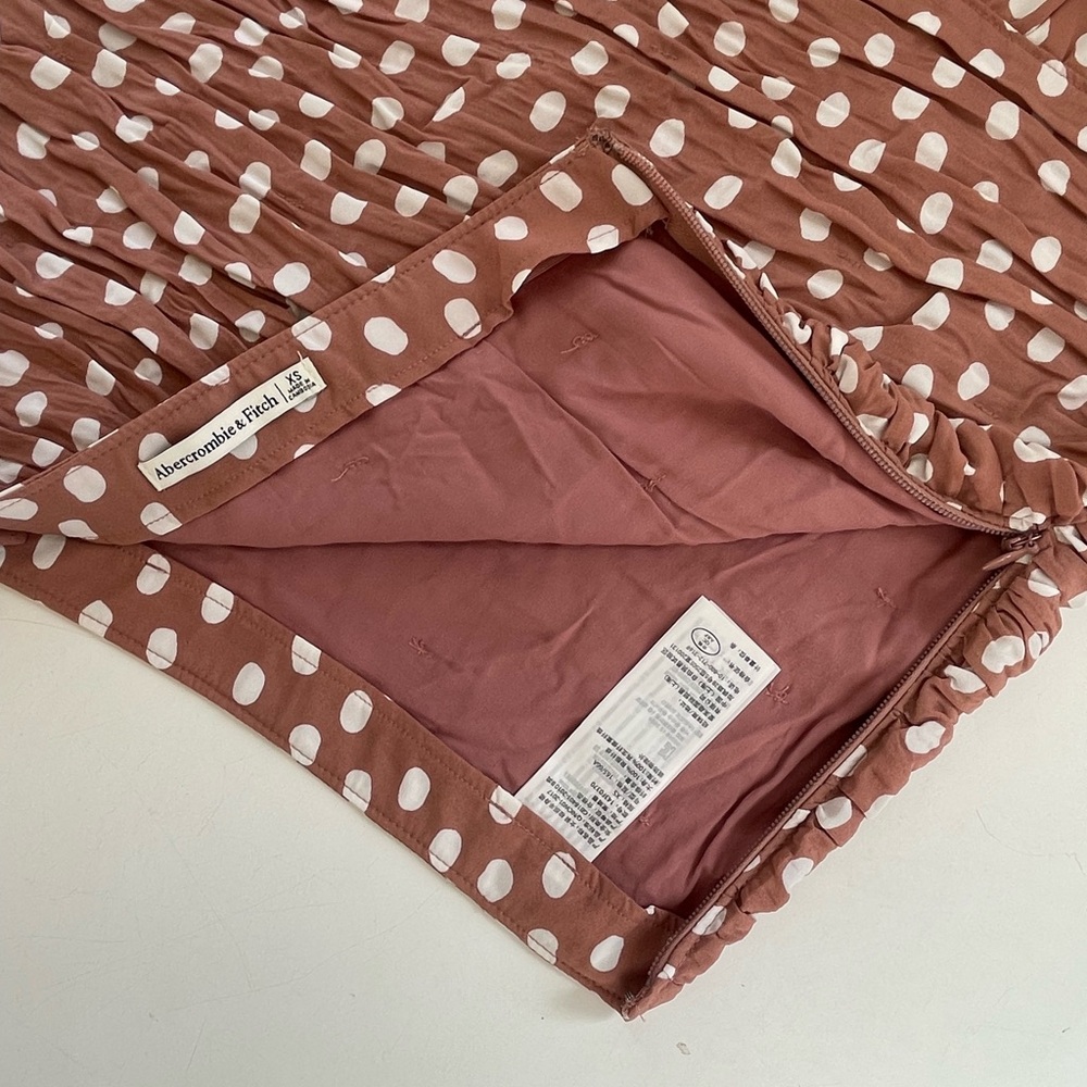 ABERCROMBIE & FITCH Polka Dot Ruffled Brown / White Skirt - XS - Picture 6 of 8